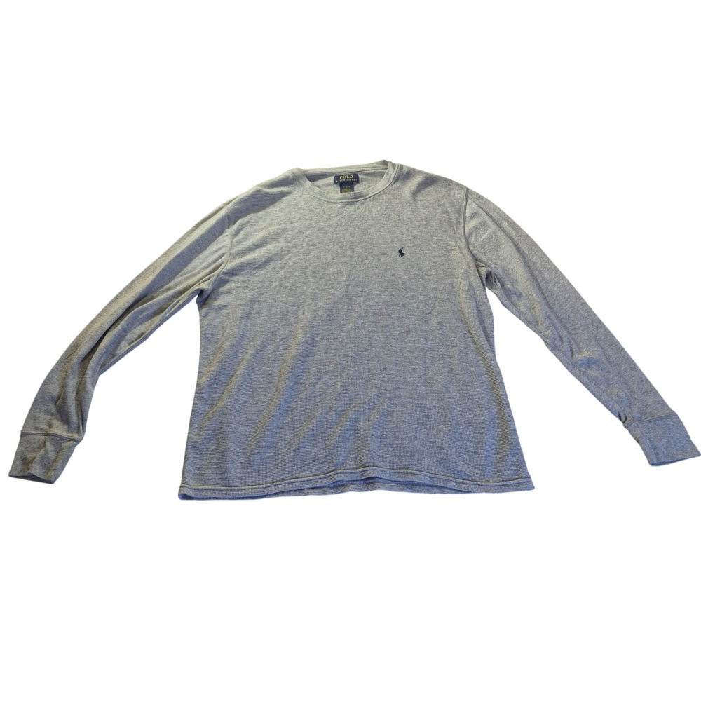 Polo Ralph Lauren Waffle Knit Thermal Mens XL Grey Preppy Quiet‎ Luxury Layering